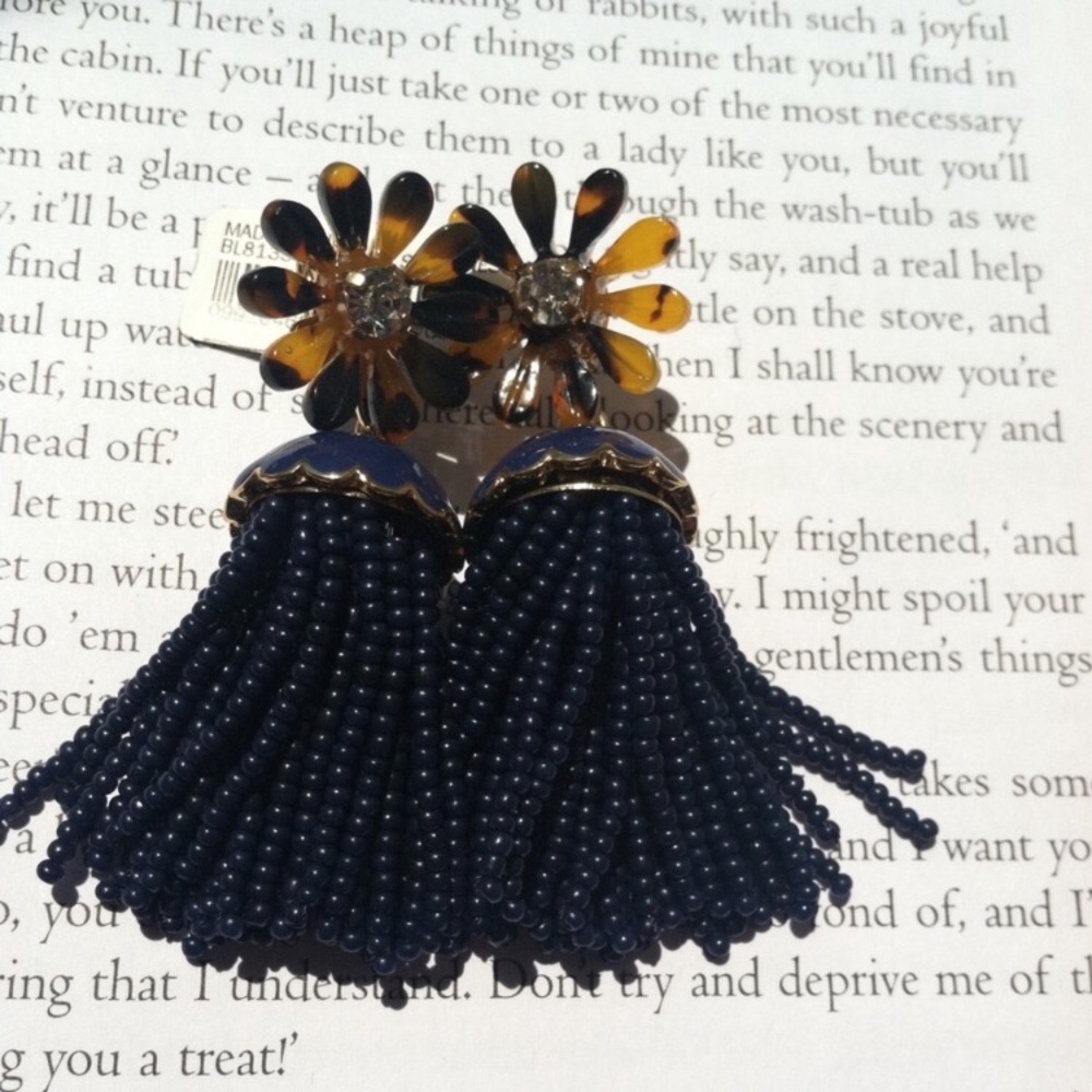 JCrew tortoiseshell and navy earrings, NWT